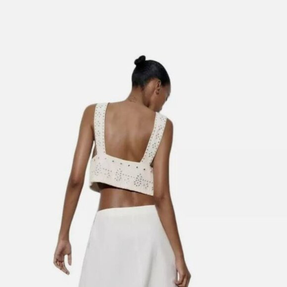 ZARA PLEATED MIDI SKIRT WHITE SIZE M 3067 409 251 - Picture 4 of 4